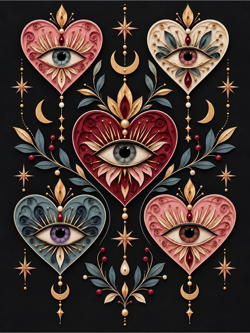 8x10 Framed Mystic Heart Eye Wall Art - Multicolor Home Wall Decor
